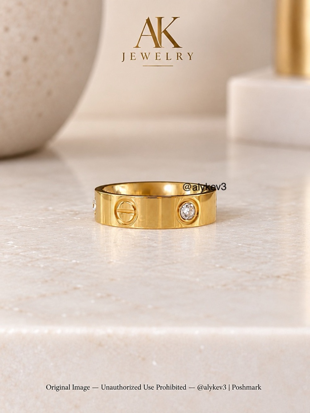 💎LUXURY 5mm MEDIUM WIDTH 18K Gold Plated 3 Pavé Crystal Accents | AK Jewelry™